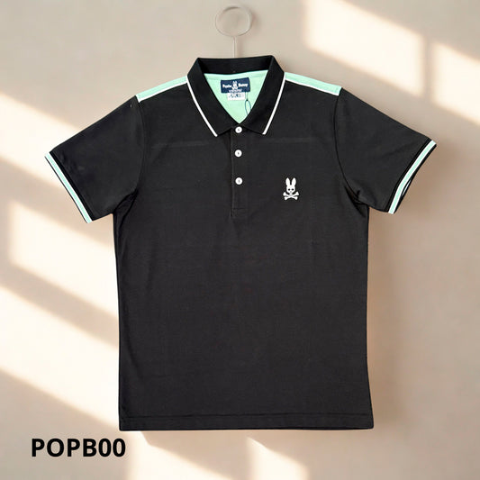 POLO PSYCHO BUNNY COLOR NEGRO POPB00